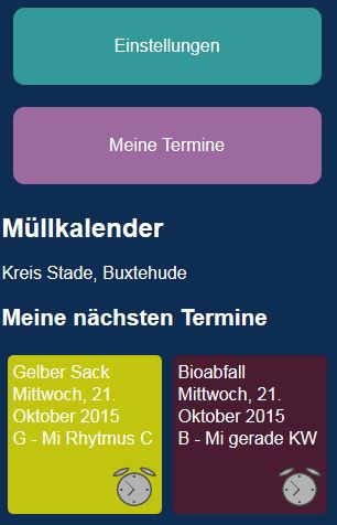 QWAPP Trashreminder - Müllkalender Startseite